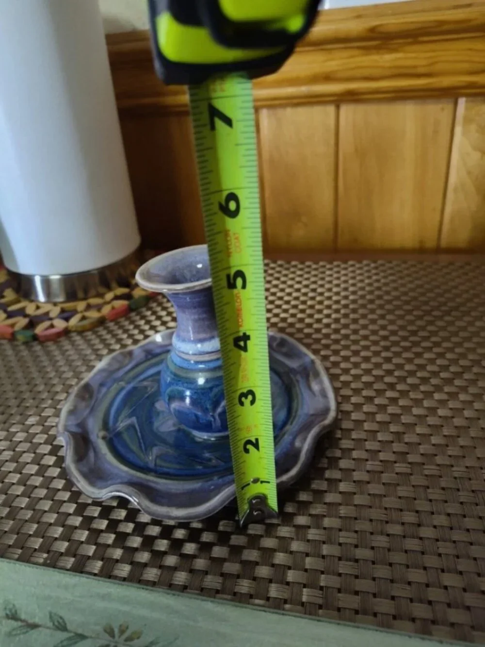 Handicrafted Blue and Purple Ceramic Pottery Reed Diffuser Signed 5